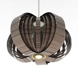 Luster Lamp Wooden Shade 3d model