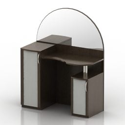 Miroir classique de salle de bain avec armoire en bois modèle 3D