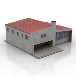 Modelo 3d de construcción de casas de fábrica.