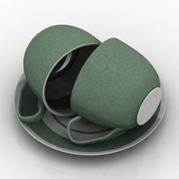 Kitchen Tableware With Tray And Glass Cover 3d model