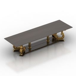 Table With Carved Golden Leg 3d model
