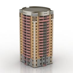 Vierkant gebouw appartement 3D-model