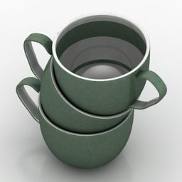 Porcelain Cup Stack Tableware 3d model