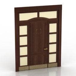 3д модель старинной двери с деревянной рамой
