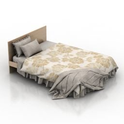 Tempat Tidur Sederhana Ikea Dengan Selimut model 3d