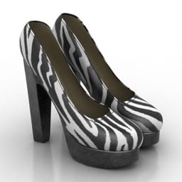 Schuhe High Heels Zebramuster 3D-Modell