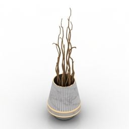 گلدان با شاخه های خشک مدل سه بعدی