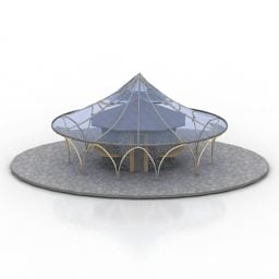 Model 3D szklanego dachu budynku kiosku