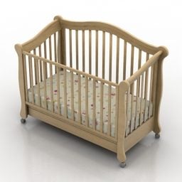 Wood Baby Cradle 3d model