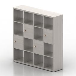 Armário de TV de madeira combinado com estante de livros Modelo 3D