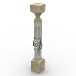 3д модель классической каменной колонны с резной резьбой