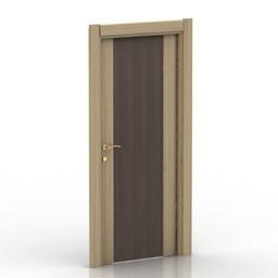 ประตูไม้พร้อมไม้สีเข้มภายในโมเดล 3 มิติ