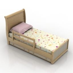 3д модель односпальной детской кровати
