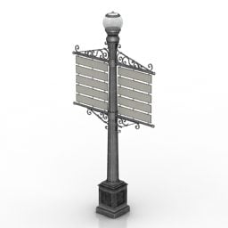 Modelo 3d de luminária de chão para poste de rua