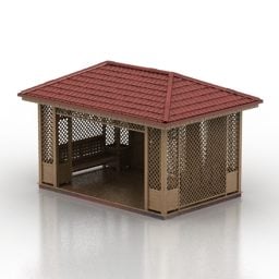 3D-Modell mit Dachziegeln für Laubengebäude