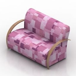 Sofa Two Seats Floral Texture 3d model