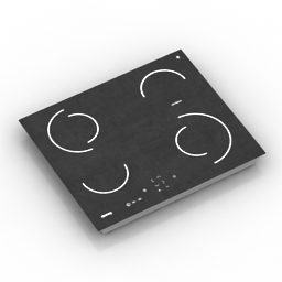 Placa de inducción negra moderna modelo 3d