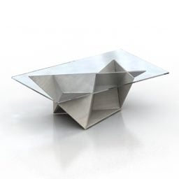 Mesa de vidro com pernas modernistas Modelo 3D