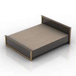 간단한 침대 다크 브라운 우드 3d 모델