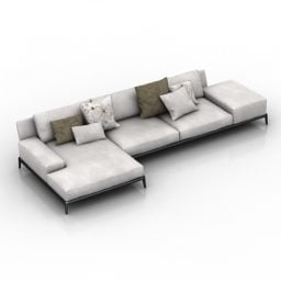 Sofa mit drei Sitzen, Schnittstil, 3D-Modell