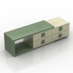 3д модель антикварного шкафчика с четырьмя ящиками