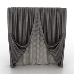 Grey Curtain Two Layers 3d model