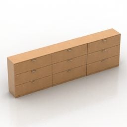 کمد دیواری چوبی مدل سه بعدی