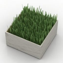 Modelo 3D em vaso quadrado de planta de grama