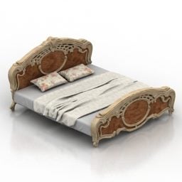 Romantisk seng Klassisk utskåret 3d-modell