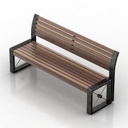 Ławka stalowa z drewna Adanat Model 3D