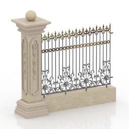 Classic Fence Marble Steel Element 3d model