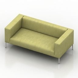 Sofa Three Seats Brown Fabric 3d model