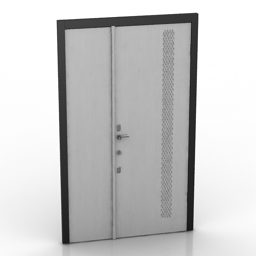 باب مزدوج مع قفل نموذج ثلاثي الأبعاد