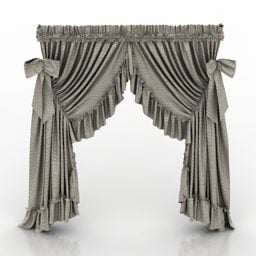 Vintage Grey Curtain Decorative 3d model
