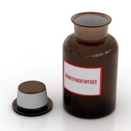 Modello 3d di articoli per farmacia in bottiglia