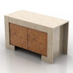 Marmurowy blat z drewnianą szafką Model 3D