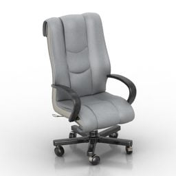 Office Wheel Armchair Grey Leather 3d model