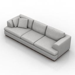 Sofa trzymiejscowa w kolorze szarym Model 3D