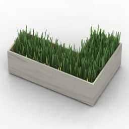 Modello 3d a forma di L del vaso da giardino in erba