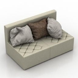 Диван двомісний з подушками 3d модель