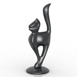 Figurine Cat Black Steel 3d model