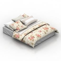 Sängkläder blommönster filt 3d-modell