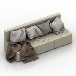 Sofa Three Seaters With Pillows 3d model