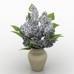 Porselen Vazo Beyaz Çiçekler 3d model
