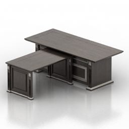 طاولة عمل من الخشب الأسود لأثاث المكاتب نموذج ثلاثي الأبعاد