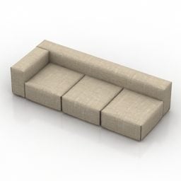 3д модель тканевого дивана трехместного