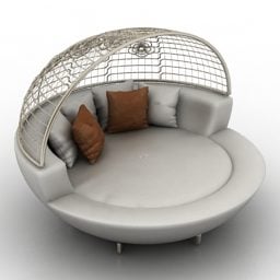 Soffa rund form med kuddar 3d-modell