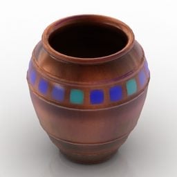 Modelo 3d de decoração de vaso de porcelana marrom