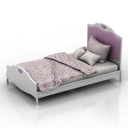 Bed Furniture With Vintage Cover 3d model