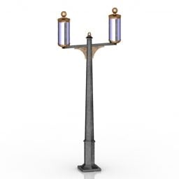 Modelo 3d de poste de luz com duas lâmpadas